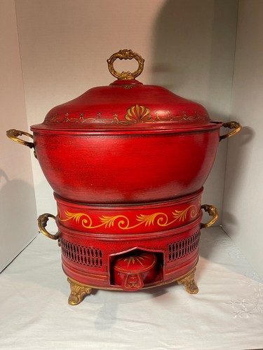 Antique French Tole Painted Chafing Dish Food Warmer Tureen c1820 VERY RARE! - Picture 2 of 10