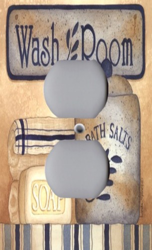 Bathroom Laundry Wash Room Soap Sea Salts Image on Light Switchplate Wall Outlet - Picture 5 of 26
