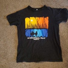 NICE Vintage 1980's Men's T-Shirt Black MN International Falls Fishing large L