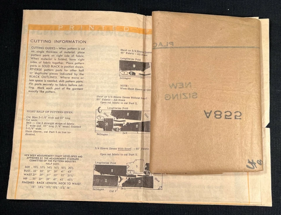 Printed Pattern A855 Misses Designer Dress Original 1970's Pattern sz 16 1/2 Cut - Image 2 of 4