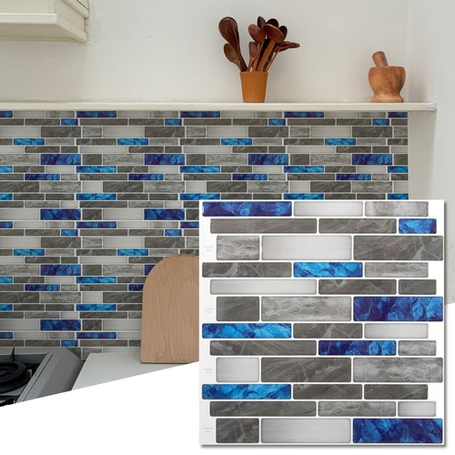 Art3d 10er Pack selbstklebende Wandfliese Spritzschutzfliesen, blaugrau Marmor - Bild 1 von 10