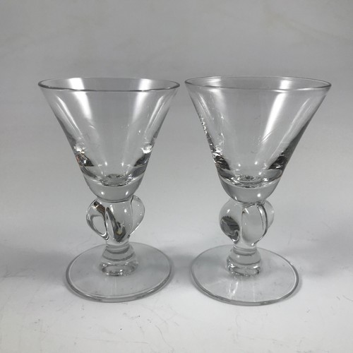 Vtg SENECA CRYSTAL"INGRID" Clear 2 CORDIAL GLASSES 3-1/8" 4-Lobe Stem MCM - Picture 1 of 7