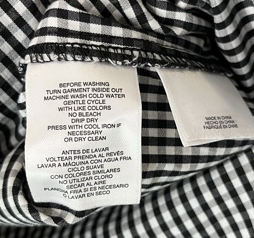 Ann Klein Womens Size XL Top Black White Check Short Sleeve Button Up - Picture 5 of 7