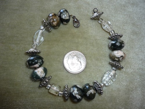 "BONITA PULSERA ARTESANAL/OBSIDIANA COPO DE NIEVE/ 7 1/2" - Imagen 3 de 3
