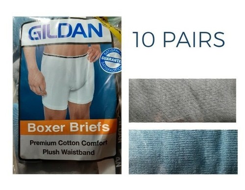 x10 Gildan Men's Boxer Briefs Underwear Premium Cotton Small 28 30 Grey Blue LOT - Bild 9 von 9