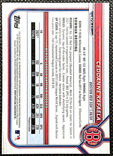 Bowman #BCP-61 2022 Ceddanne Rafaela Chrome Prospects 1st - Imagen 2 de 2