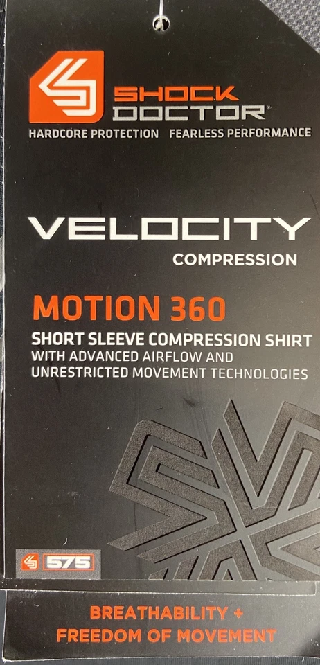 ShockDoctor Velocity Motion360 Short Sleeve Compression Shirt Black/Grey XS - Image 3 of 4