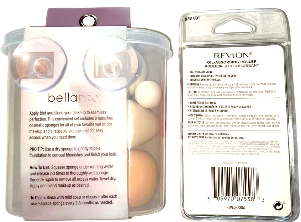 2 NUEVOS RODILLOS DE CONTROL DE ACEITE REVLON + BATIDORAS DE MAQUILLAJE BELLA PRO 9 BBL9899 USPSGA Foto 3 de 4
