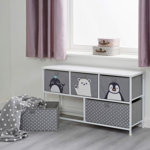 Kids 5 Drawer Storage Chest White/Beige - Picture 6 of 13