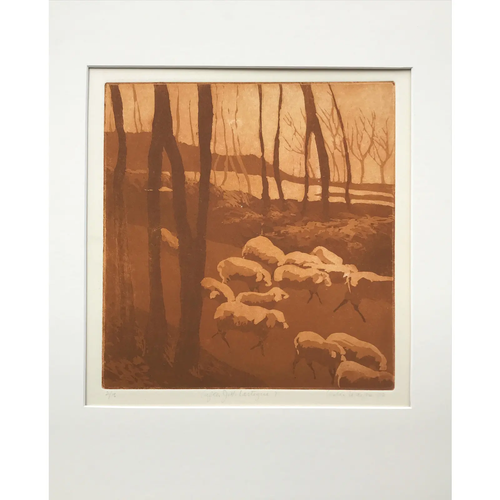 Vintage Original Etching of Sheep by California Artist Leslie Wayne - Picture 2 of 5