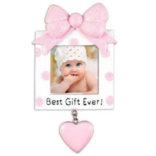 Present Frame Girl Personalized Christmas Ornament
