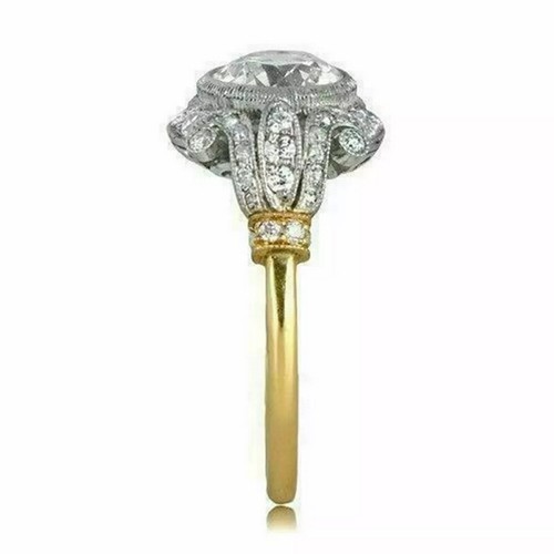 Antiker Art Deco Verlobungsring 2 kt Vintage Diamant 14 kt Weißgold Übergröße P - Bild 5 von 8