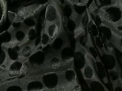 New Jet Black Stretch Polka Dot Velvet Valour Burnout fabric Spots Devore - Imagen 2 de 9