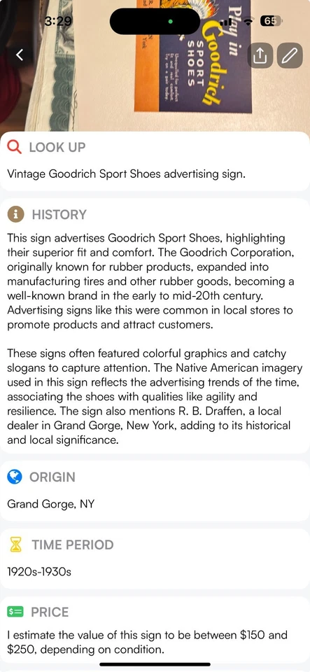 Rare Antique 1920s BF Goodrich Sport Shoes Advertising Display, Grand Gorge, NY - Image 3 of 4