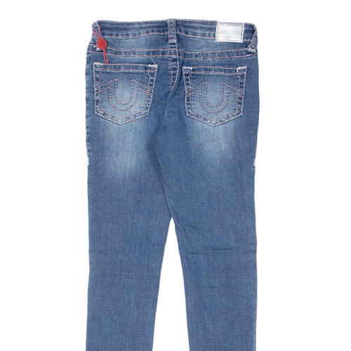 TRUE RELIGION Halle Girls Jeans Blue Slim Skinny Stone Wash W24 L26 - Picture 4 of 6