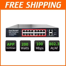 Cloud Managed PoE Switch: 16 Ports with Overload Protection & Remote Access