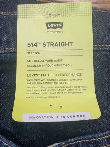 Levis 514 Jeans Mens 36x30 Blue Denim Straight Leg Flex Stretch Performance - Picture 8 of 15