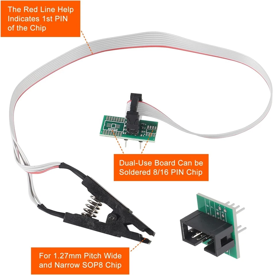 SOIC8 SOP8 Test Clip For EEPROM 93CXX / 25CXX / 24CXX + CH341A 24 25 1 sets - Image 4 of 4