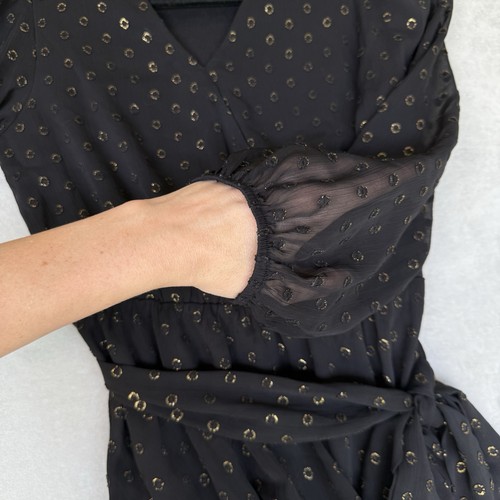 Chelsea Violet Dress Girls Medium Black Gold Embellished Event Party Whimsigoth - Picture 8 of 9
