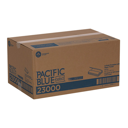 Pacific Blue Select, 2-Ply, C-Fold, 10.1" X 12.7", White, 120 Sheets, 12 Packs - Picture 5 of 7