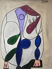 Pablo Picasso Signed Cubist Oil Painting on Canvas - Spanish Modern Art