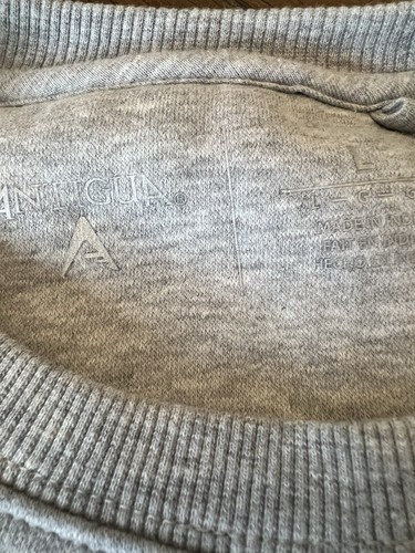 Mens Antigua Green Bay Packers Crewneck Large Sweatshirt Grey G Appliqué Stitch - Picture 9 of 15