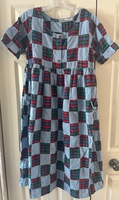 VTG CHANCE ENCOUNTERS MIDI DRESS WOMENS M PATCHWORK COTTAGECORE COTTON INDIA