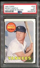 1969 Mickey Mantle Topps Last Name Yellow #500 New York Yankees PSA 3 HOF