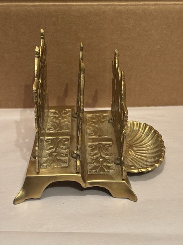 Portadocumenti lettere ottone decorato vintage 2 slot porta carte timbro portachiavi clip vassoio - Foto 5 di 10