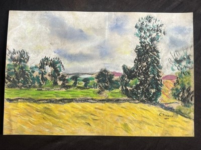 CAMILLE PISARRO drawing and painting on old paper signed stamped vintage