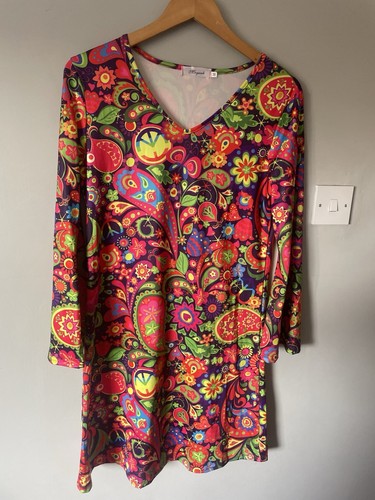 New 60s 70s Hippie Hippy Ladies Size M Fancy Dress Costume Flared Feelin Groovy - Picture 2 of 24