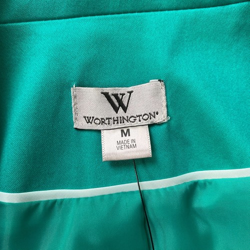 New Worthington Cropped Blazer M Jade Green 3/4 Sleeve Open Front Lined Jacket - Picture 6 of 8