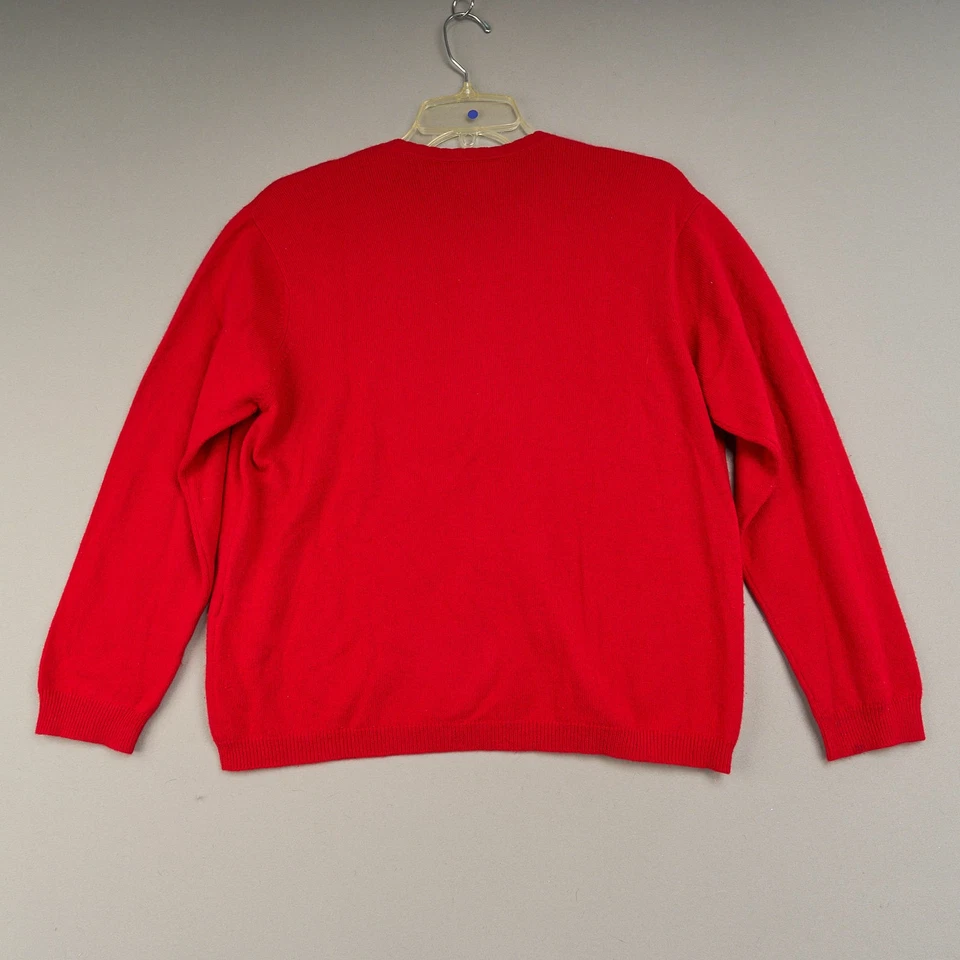 Cárdigan suéter Talbots para mujer rojo PM cachemir manga larga botón delantero Foto 3 de 4