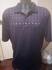 Callaway Polo Shirt Men Large L Blue Opti Dri Short Sleeve Golf AOP Diamond