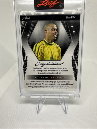 2025 Leaf Sports Heroes Ronaldo Nazario Autograph Blue Crystal #1/4 Brazil - Picture 10 of 16