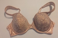 Vtg 90's Unbranded Bra 36C Pink Floral Cups Satin Band U/W Comfort Straps