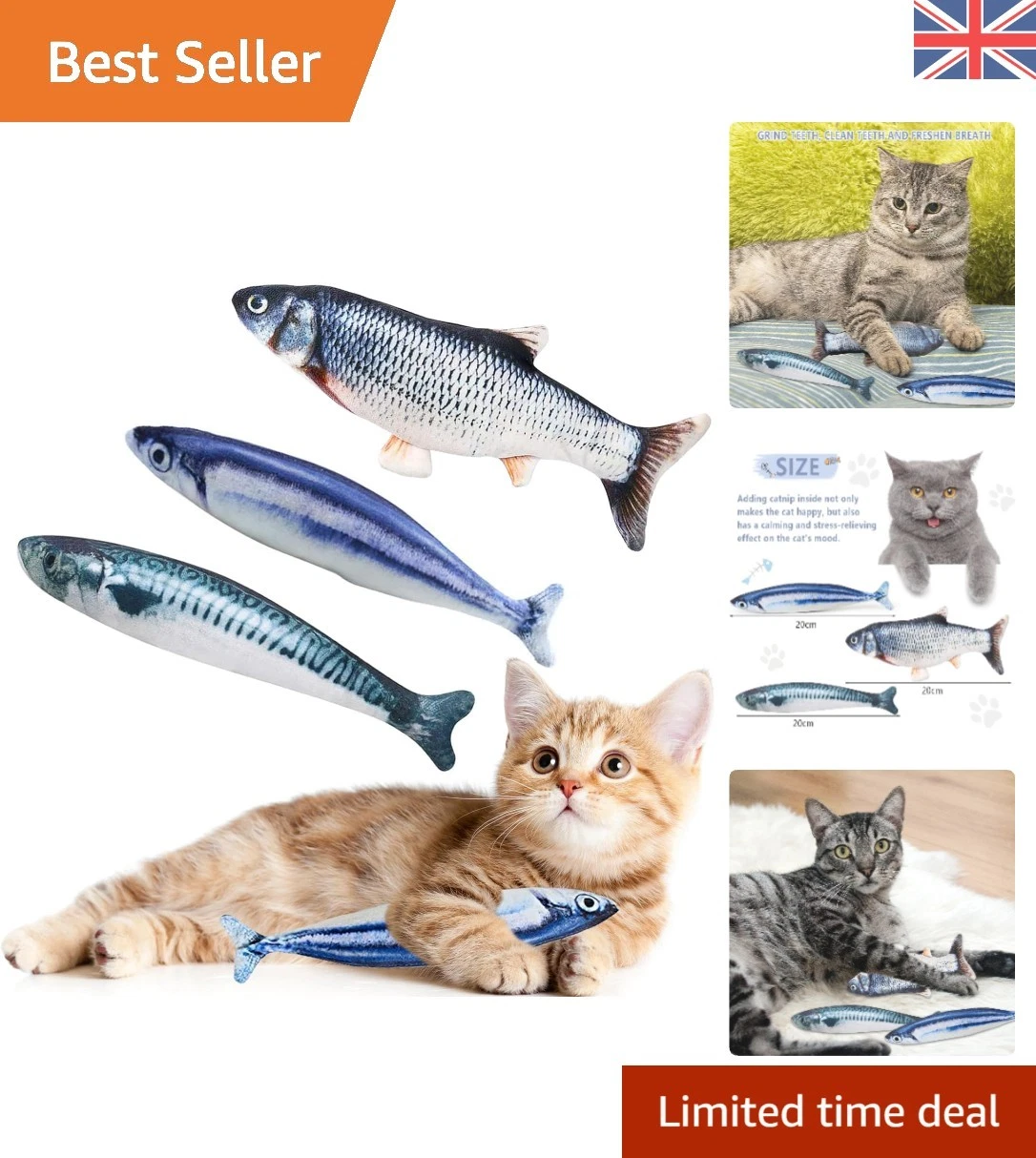 Catnip Fish Toys for Cats,3 Pack Catnip Toy Interactive Plush for Indoor Cats...