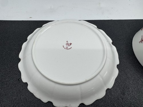 Aix au Provence Red Rooster Butter Dish with Lid – French Country Toile Ceramic - Picture 6 of 6