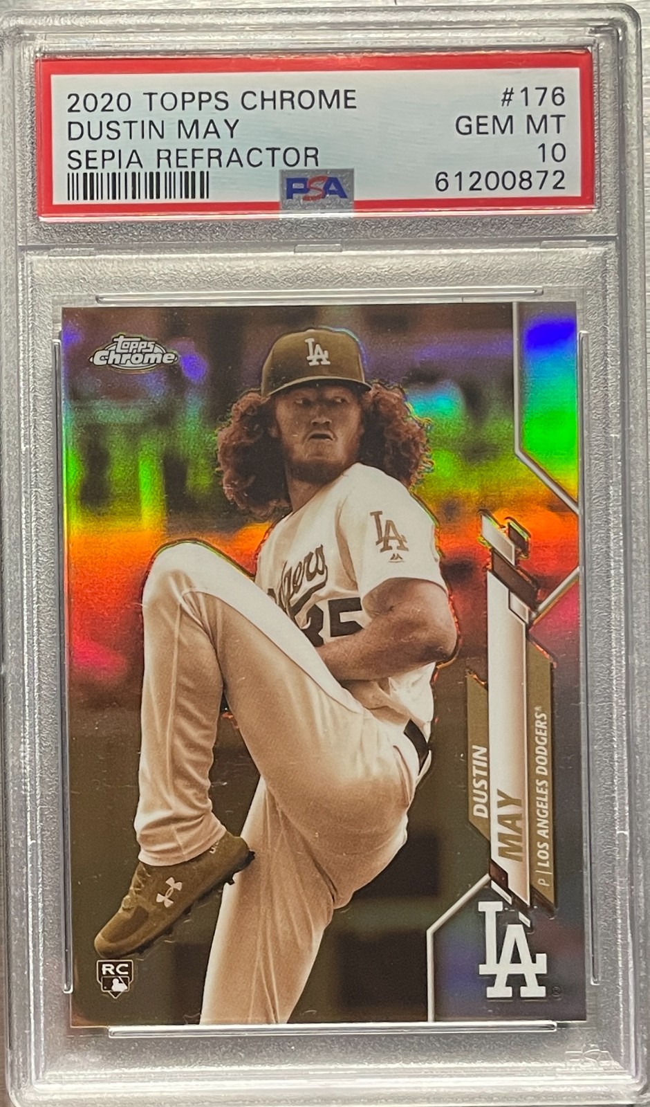DUSTIN MAY 2020 Topps Chrome SEPIA REFRACTOR #176 PSA 10 GEM MT RC