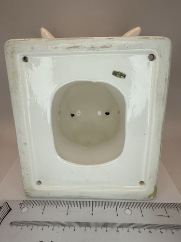 Vintage weiß Keramik Kaninchen Häschen Kopf rote Augen Schürze Handtuch Haken Küche Bad - Bild 8 von 22