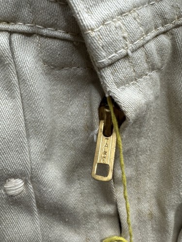 Vintage Wrangler 1950’s off white Dot Tacked Pleated Font 3 Denim Jacket Size 12 - Picture 9 of 18