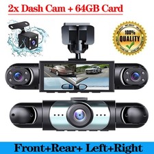 Dash Cam 4 Channel 360  Front Rear Inside DashCam, FHD 1080P Car Camera 64GB/NEW