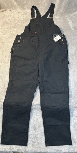 NWT Women's Dickies Double Front Bib overalls Size XL Black - Picture 2 of 7