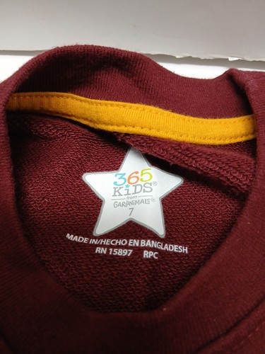 365 Kids By Garanimals Boys Sweatshirt Maroon Size 7 Football Theme - Picture 6 of 6