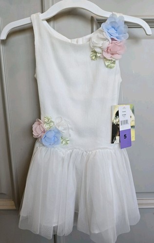 Biscotti Girls Sleeveless Ivory Tutu Dress 3D Flowers Sz 5 NWT - Picture 1 of 8