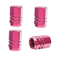 4 PCS Car Tire Valve Stem Caps, Leakproof Hexagon Shape Wheel Valve Covers Pink