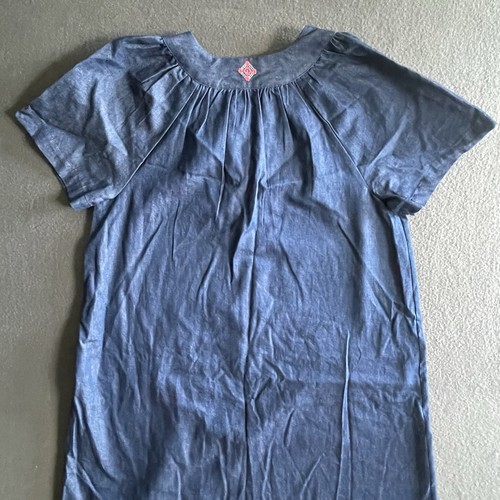 Go Softly Dress Sz S Blue Denim Embroidered Aztec Shrt Sleeve Pockets Zip Collar - Picture 18 of 21
