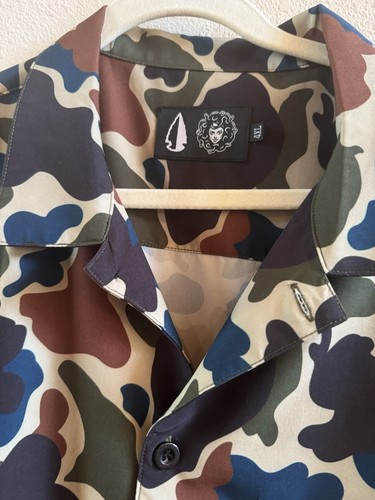 Camicia uomo TacHuntFish 4XL mimetica blu verde marrone manica corta con bottoni - Foto 4 di 8