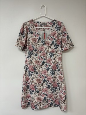 Oasis kurzärmeliges Damen-Minikleid mehrfarbig Flora Größe 12