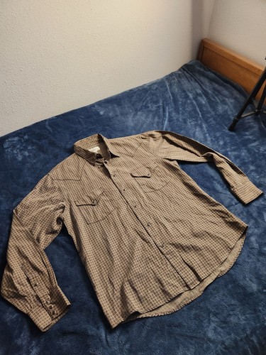 Ryan Michael Silk Pearl Snap Shirt Mens Size Large Brown Long Sleeve Western - Picture 2 of 9